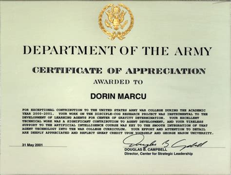 Army Certificate Of Appreciation Template For Your Needs