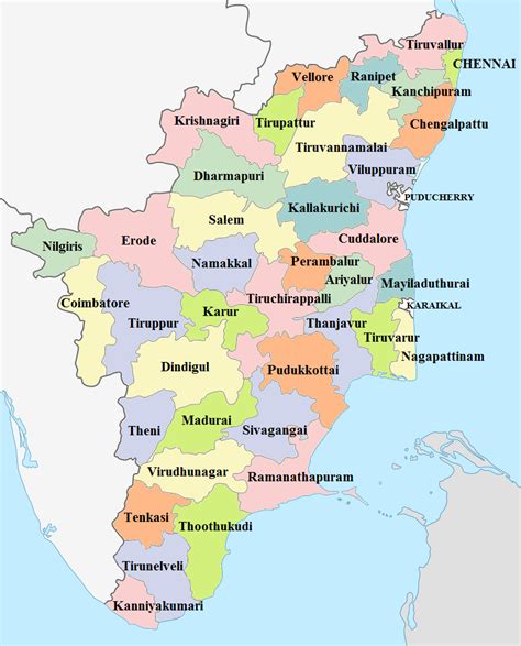 Tamil Nadu Districts List 2020 with Map - Download as PDF - GK Tamil.in