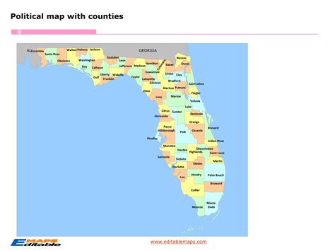 Florida county map - Editable PowerPoint Maps