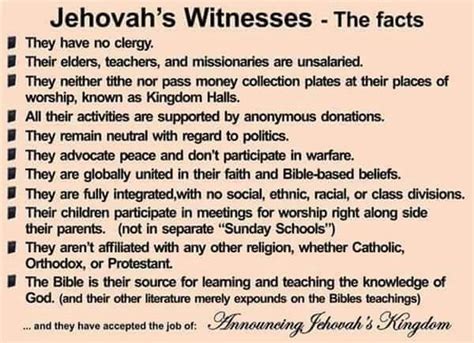 Jehovah's Witnesses. The facts.