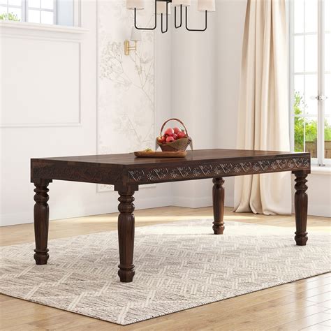 Langley Hand Carved Solid Wood Traditional Dining Table