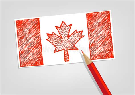 Canada Flag Sketch Style with Red Pencil Color. Editable Clip Art ...