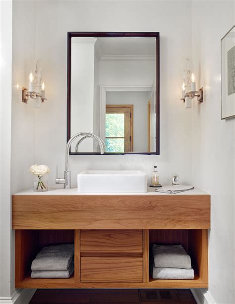 floating contemporary wood vanity, side arc faucet, vessel sink ...