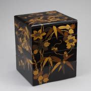 Jubako（Portable Tiered Box for Lunch）with Clematis and Bamboo Grass Design in Maki-e Lacquer ...