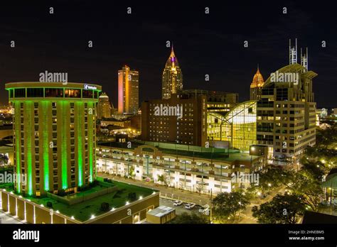 Mobile, Alabama skyline at night Stock Photo - Alamy