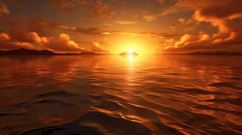 Premium AI Image | A sunset over the water with a golden sunset