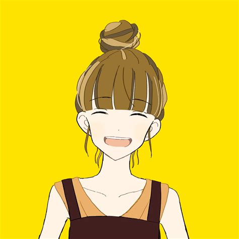 お団子で笑顔の女の子|イラスト素材 | ゆるやかGIRL COLLECTION