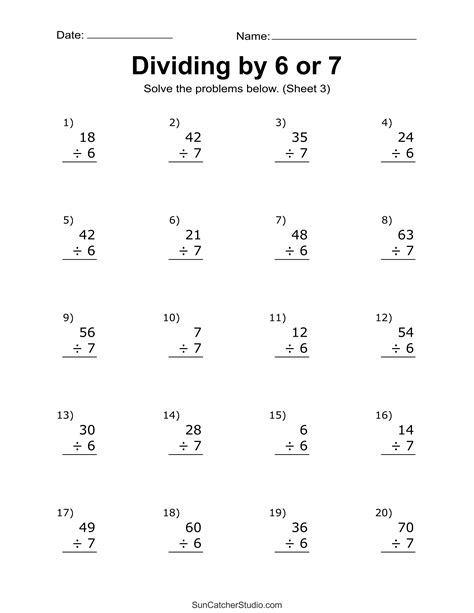 Division Worksheets & Problems (Free Printable Math Drills) – DIY ...