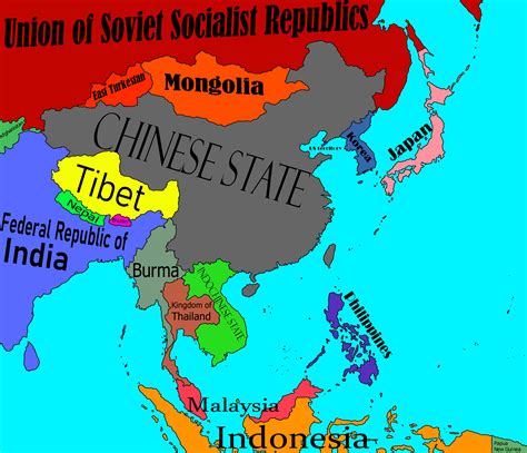 Asia in 1960 after an alternate end of WW2 : imaginarymaps