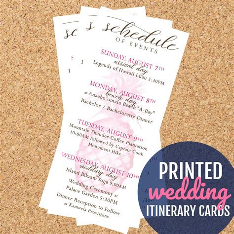 Destination wedding itinerary cards are great for welcome gift bags! | Wedding day itinerary ...