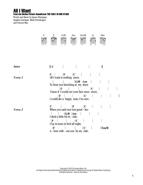 Kodaline "All I Want" Sheet Music Notes, Chords | Piano, Vocal & Guitar ...