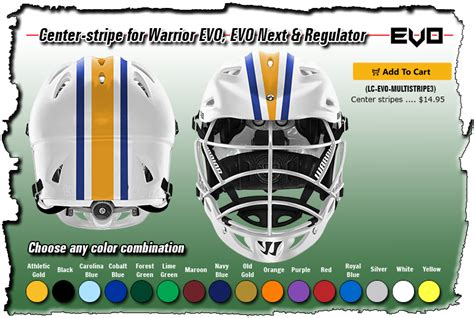 Lacrosse Decals for Warrior EVO and Regulator Helmets