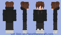 Black Hoodie Brown Hair Minecraft Skin