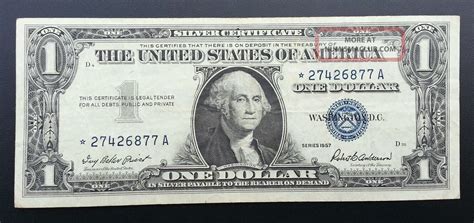 1957 Silver Certificate Star Note Blue Seal Dollar Bill