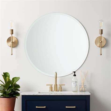 Better Bevel Classic Frameless Beveled Edge Round Wall Mirror - Clear - Walmart.com - Walmart.com