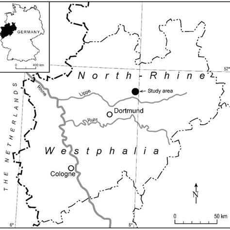 The study area in North-Rhine Westphalia, Germany. | Download ...