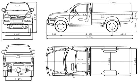 Mitsubishi L200 Blueprint - Download free blueprint for 3D modeling