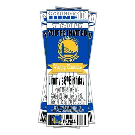 Golden State Warriors Ticket Style Invitation