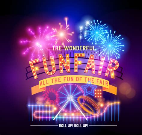 Shiny funfair poster with fireworks vector Free vector in Encapsulated ...