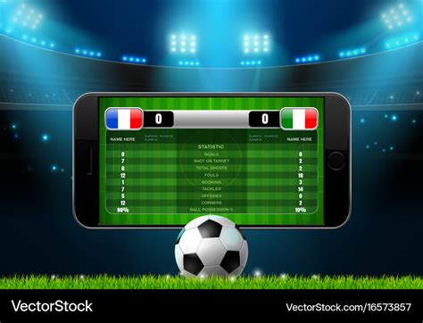 Soccer football mobile live scoreboard Royalty Free Vector