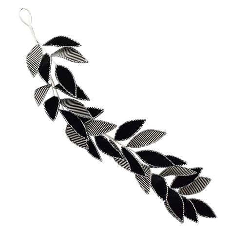 47" Black & White Wired Fabric & Felt Leaf Garland | Winter & Christmas ...