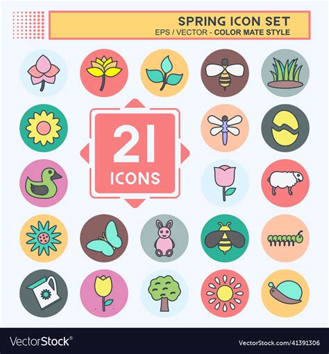 Spring icon set icon in trendy color mate style Vector Image