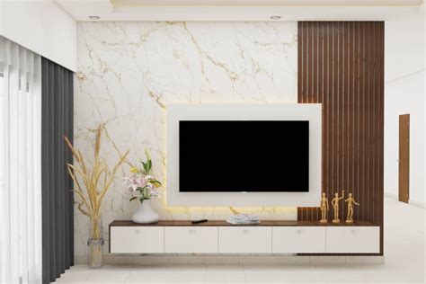 Spacious TV Unit Design With Fluted Rafters | Livspace