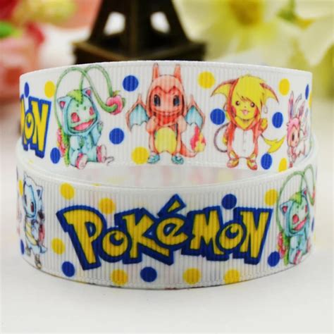 7/8'' (22mm) Pokemon Cartoon Character printed Grosgrain Ribbon party ...