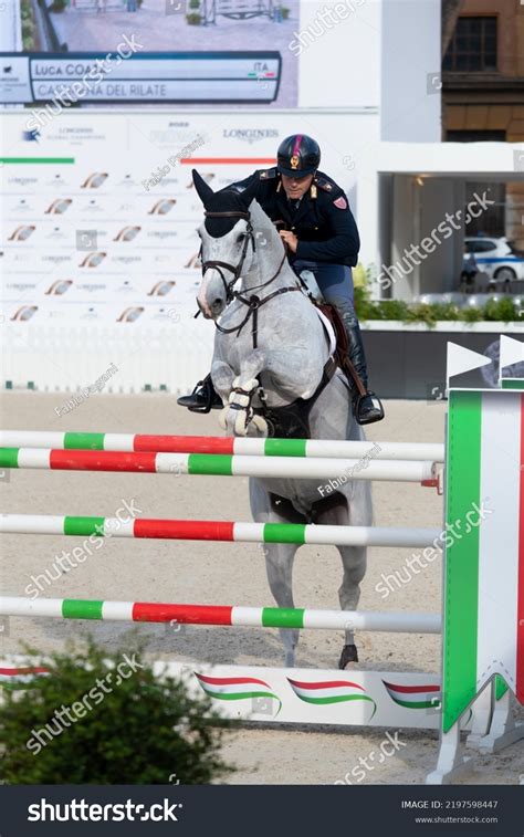 Man Riding Horse Jumping During Equestrian Stock Photo 2197598447 ...