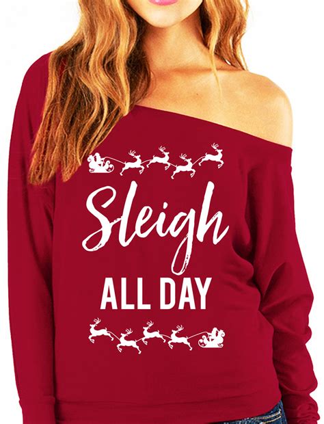 SLEIGH ALL DAY Christmas Slouchy Sweatshirt - Pick Color – NobullWoman Apparel