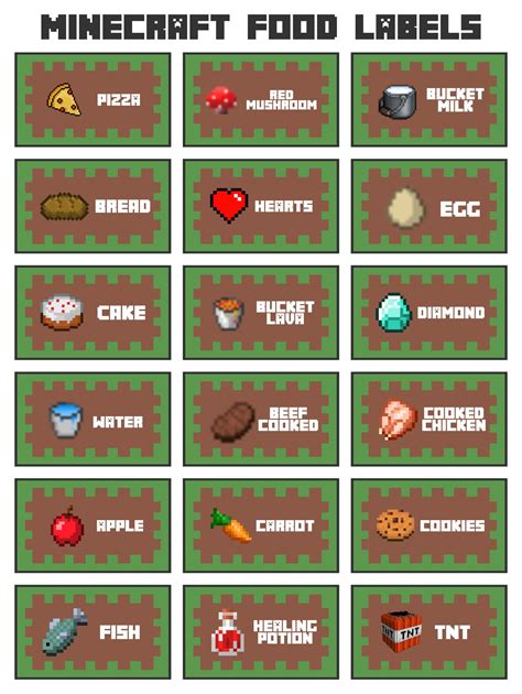 Minecraft Food Printables - Printable Word Searches