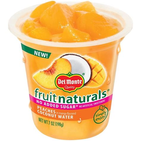 Del Monte Fruit Naturals Peaches in Mango Flavored Coconut Water Fruit Cup (7 oz) - Instacart