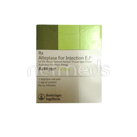 Buy Actilyse 20mg Injection 20ml Online at Upto 25% OFF | Netmeds