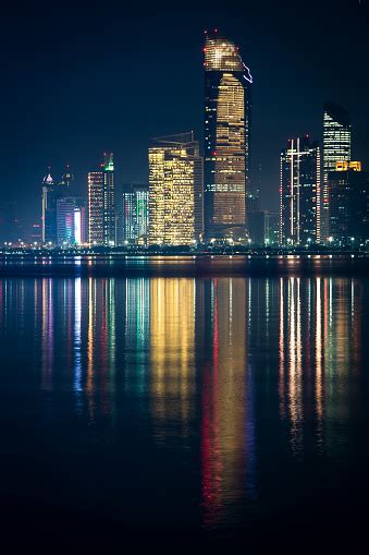 View Of Abu Dhabi Skyline At Night United Arab Emirates Stock Photo - Download Image Now - iStock