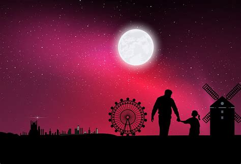 HD wallpaper: love 4k pc full hd, night, sky, silhouette, men, moon, nature | Wallpaper Flare