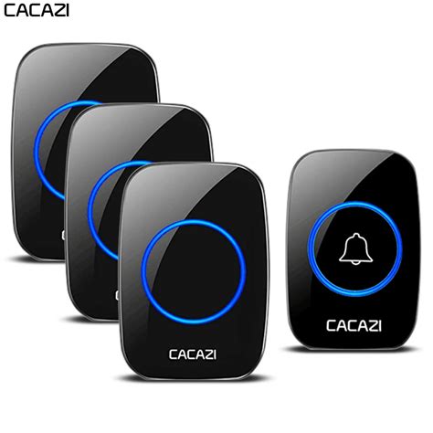 CACAZI Wireless Doorbell Waterproof 1 Battery Transmitter 3 Receivers 300M Remote Home Calling ...