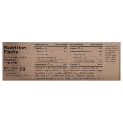 Vital Farms 18 ct Pasture Raised Large Grade A Eggs-Nutrition-Facts