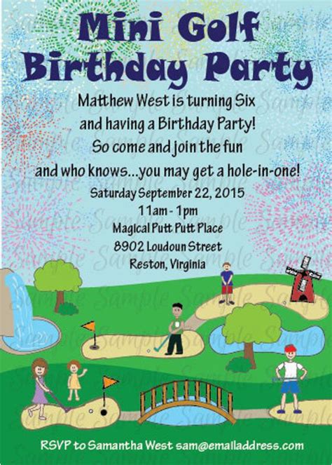 Mini Golf Birthday Invitations Mini Miniature Golf Kids Birthday Party Invitation Printable ...