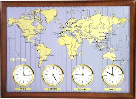 World Map With Time Zones Clock - Xenia Karoline