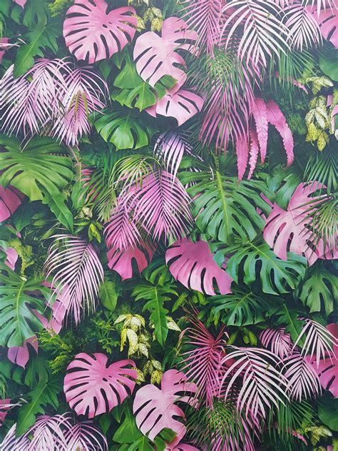 A.S Creation 3D Effect Tropical Palm Leaf Wallpaper Green Pink Vinyl Paste Wall | eBay