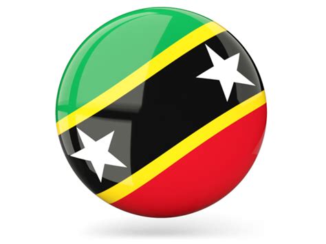 Glossy round icon. Illustration of flag of Saint Kitts and Nevis