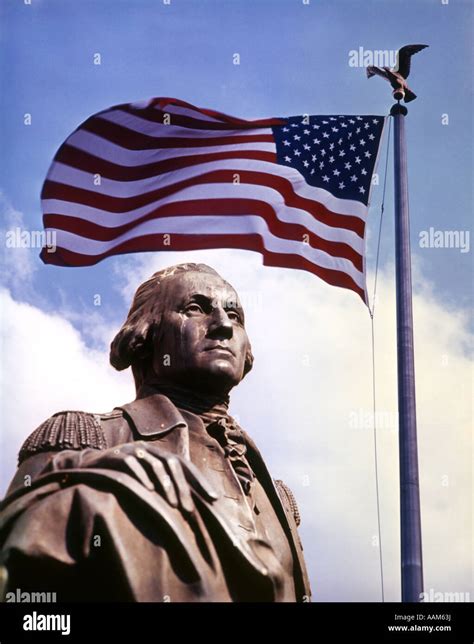 1960s STATUE PRESIDENT GEORGE WASHINGTON AND AMERICAN FLAG PATRIOTIC MONTAGE Stock Photo - Alamy