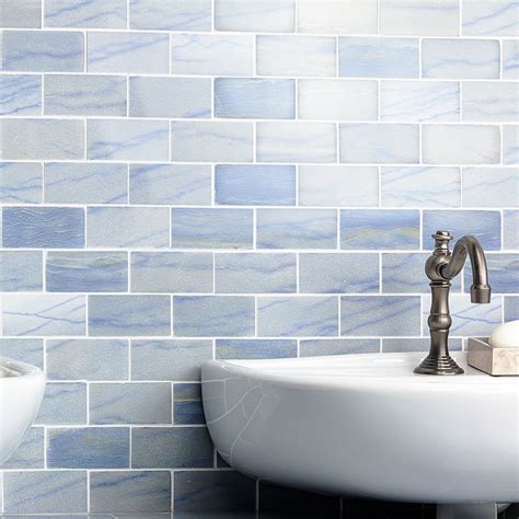 Blue Macauba 2x4 Polished Marble Polished Mosaic Tile | Blue bathroom tile, Blue shower tile ...