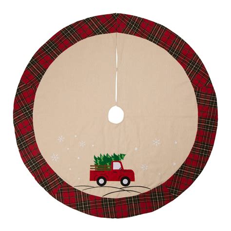 Glitzhome® 48" Fabric Red Truck Christmas Tree Skirt | Michaels