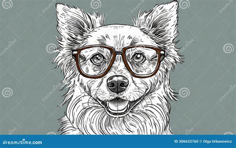 Illustration, Pencil Drawing of a Funny Dog ??with Big Glasses Stock Illustration - Illustration ...