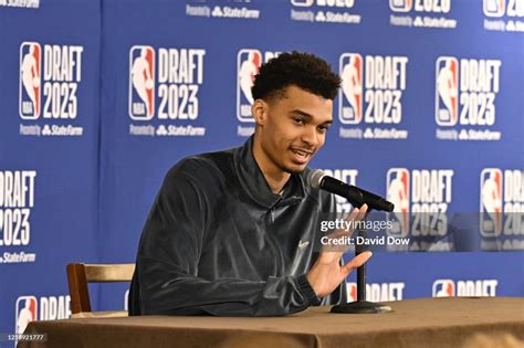 Victor Wembanyama talks to the Media during 2023 NBA Draft week on ...