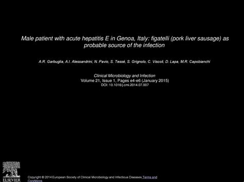 Male patient with acute hepatitis E in Genoa, Italy: figatelli (pork liver sausage) as probable ...