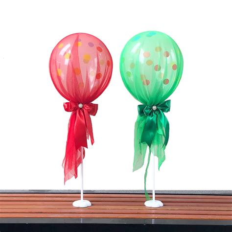 6pcs Table Balloon Stand Kit 12inch Bowknot Tulle Dot Balloons With ...