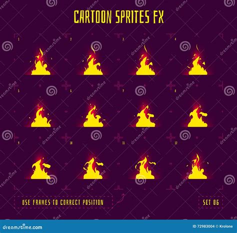 Animation Frames Or Fire Sprites Vector Illustration | CartoonDealer ...