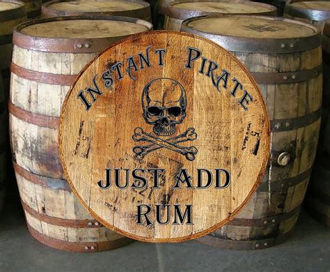 Whiskey Barrel Head Instant Pirate Just Add Rum Bar Sign Home Decor ...